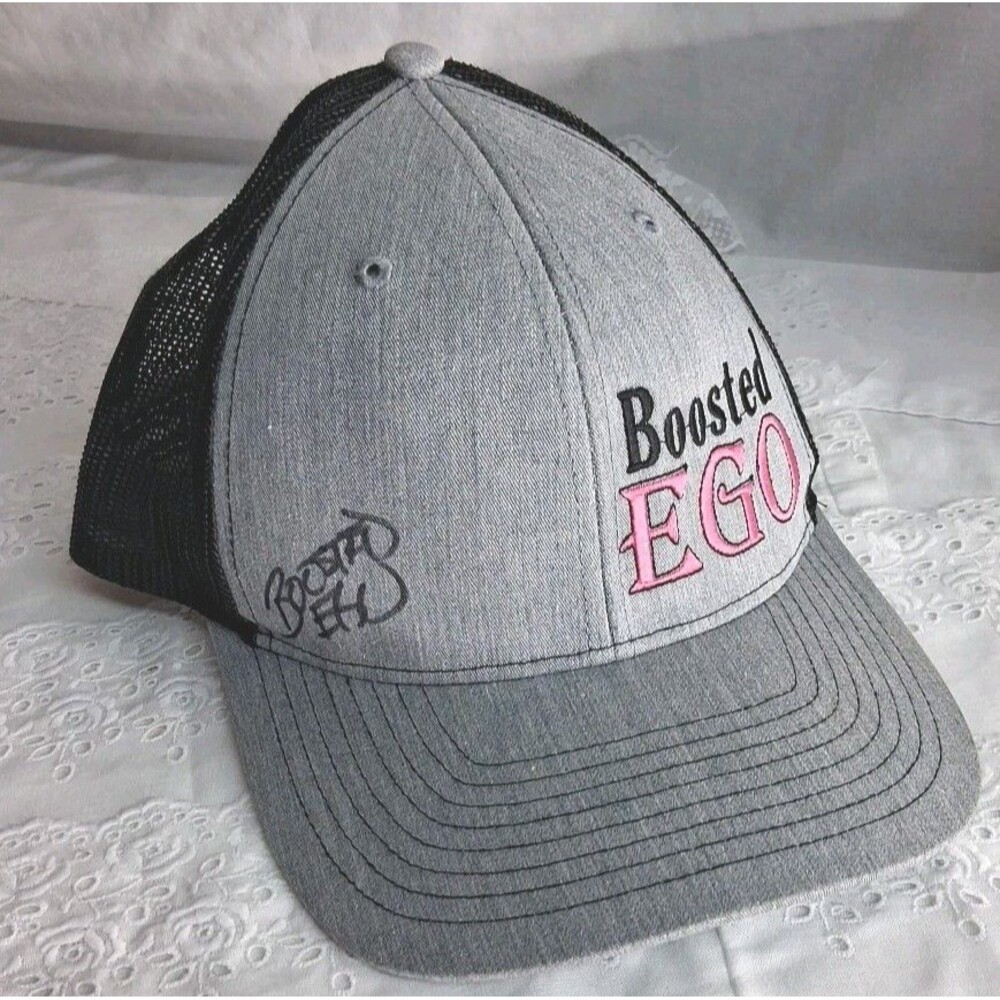 Signed Band Hat Boosted Ego Gray Baseball Cap Rock Music Adjustable